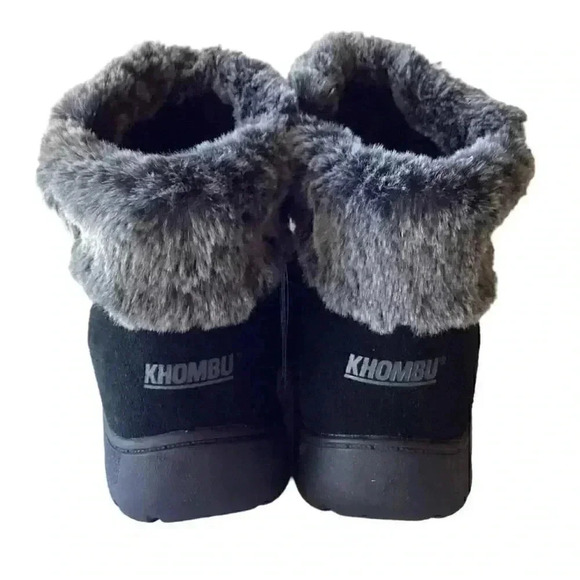 Khombu Boots Womens 8M Black Jessica Suede Faux Fur Double Zip Fall Winter NEW - Picture 6 of 8